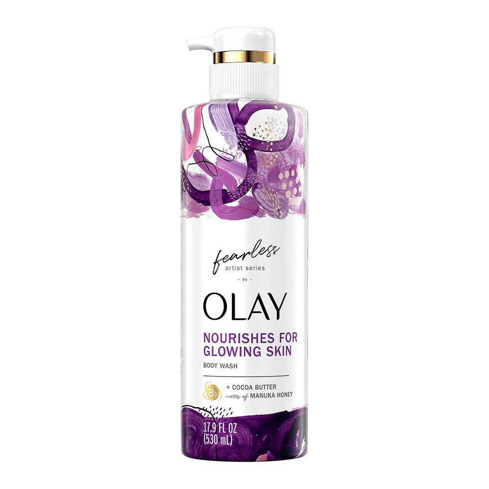 Olay Fearless Artist Series Nourishing Moisture Body Wash with Cocoa Butter and Notes of Manuka Honey, 17.9 Oz
